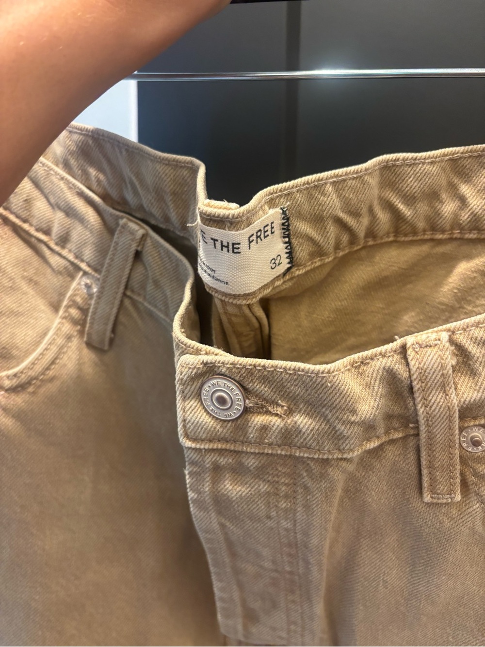Free People We The Free Fable Low-Rise Twisted Bowed Jeans 32 Oat Latte NWT - Picture 11 of 17
